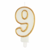 Number 9 Candle Gold